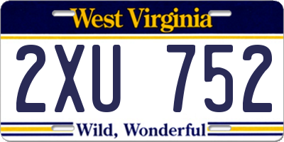 WV license plate 2XU752