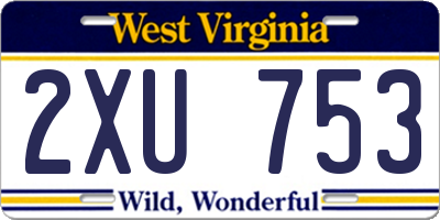 WV license plate 2XU753