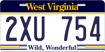 WV license plate 2XU754