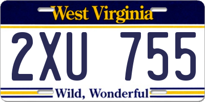 WV license plate 2XU755