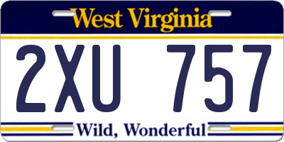 WV license plate 2XU757