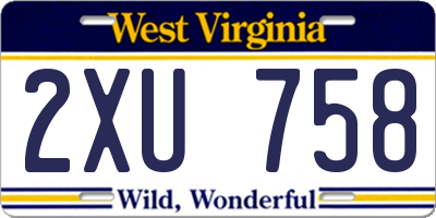 WV license plate 2XU758