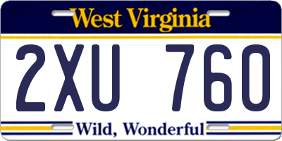 WV license plate 2XU760