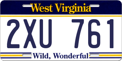 WV license plate 2XU761
