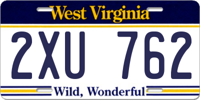 WV license plate 2XU762