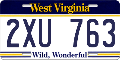 WV license plate 2XU763