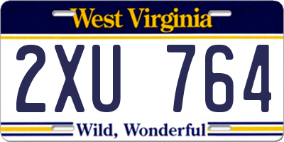WV license plate 2XU764