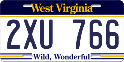 WV license plate 2XU766