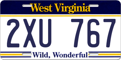 WV license plate 2XU767