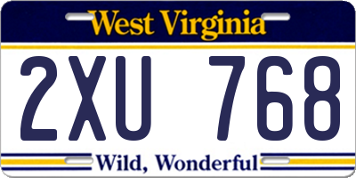 WV license plate 2XU768