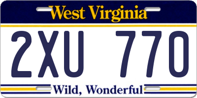 WV license plate 2XU770