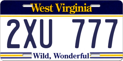 WV license plate 2XU777
