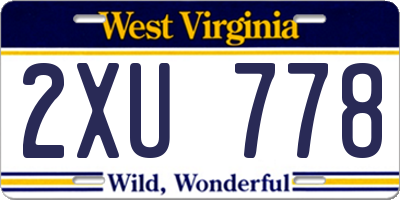 WV license plate 2XU778