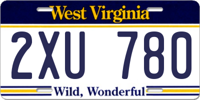 WV license plate 2XU780