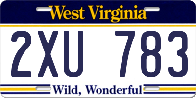 WV license plate 2XU783