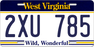 WV license plate 2XU785