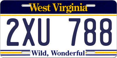 WV license plate 2XU788