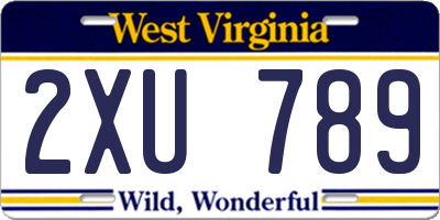 WV license plate 2XU789