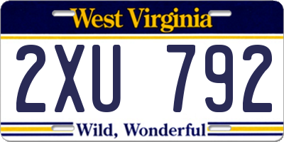 WV license plate 2XU792