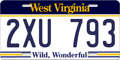 WV license plate 2XU793