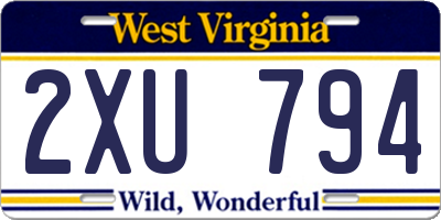 WV license plate 2XU794