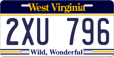 WV license plate 2XU796