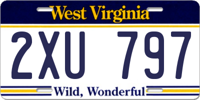 WV license plate 2XU797