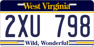 WV license plate 2XU798