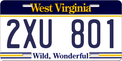 WV license plate 2XU801
