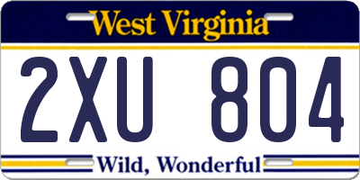 WV license plate 2XU804