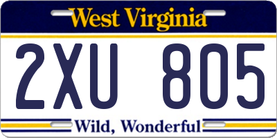 WV license plate 2XU805