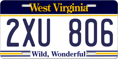WV license plate 2XU806