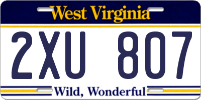 WV license plate 2XU807