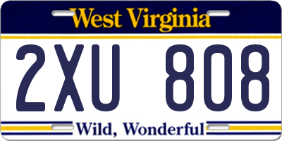 WV license plate 2XU808