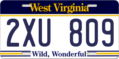 WV license plate 2XU809