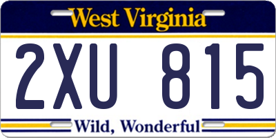 WV license plate 2XU815
