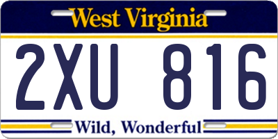 WV license plate 2XU816