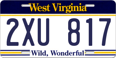 WV license plate 2XU817