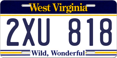 WV license plate 2XU818