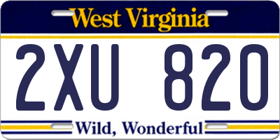 WV license plate 2XU820