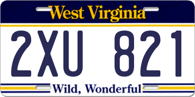 WV license plate 2XU821