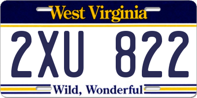 WV license plate 2XU822
