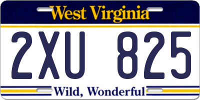 WV license plate 2XU825