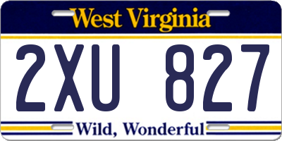 WV license plate 2XU827