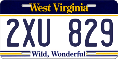 WV license plate 2XU829