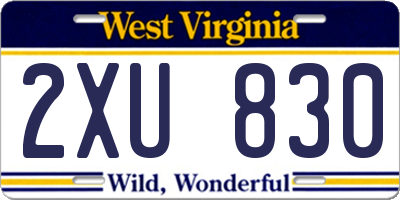 WV license plate 2XU830