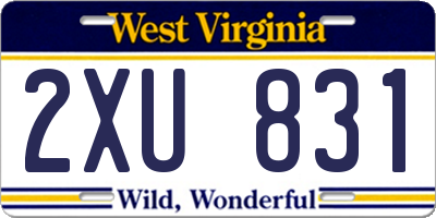 WV license plate 2XU831