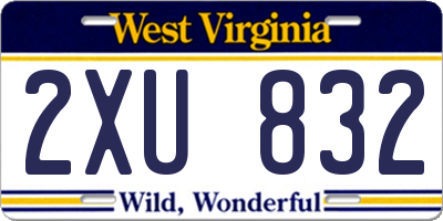 WV license plate 2XU832