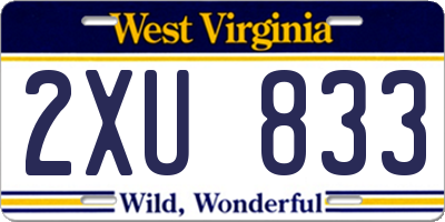 WV license plate 2XU833