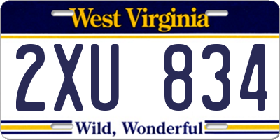 WV license plate 2XU834